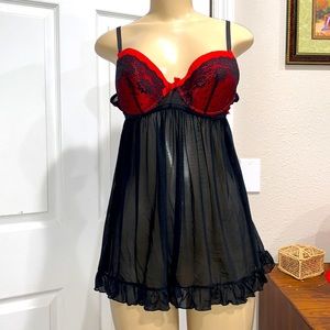 True Desire Red & Black Chemise Large